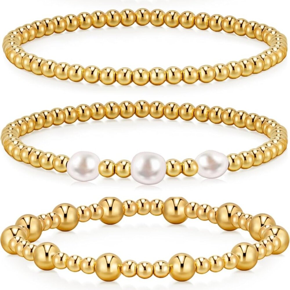 doubgood Gold Bracelets for Women Gold Beaded Bracelets for Women Girls Gold Bra